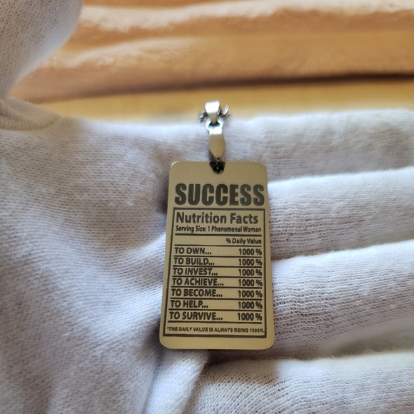 "SUCCESS" Nutrition Facts Pendant Necklace - Picture 6 of 7